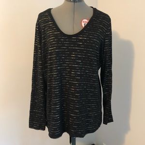 a.n.a. long sleeve black and gold top XXL